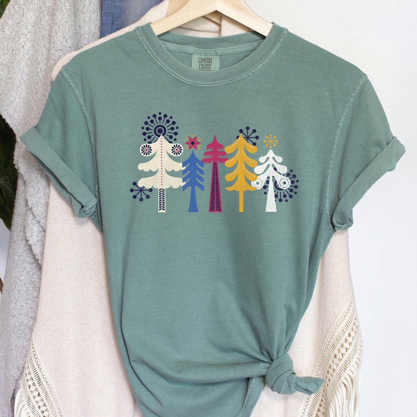 Noel Folk Art, Christmas, Snowflakes, Nordic, Comfort Colors Tshirt