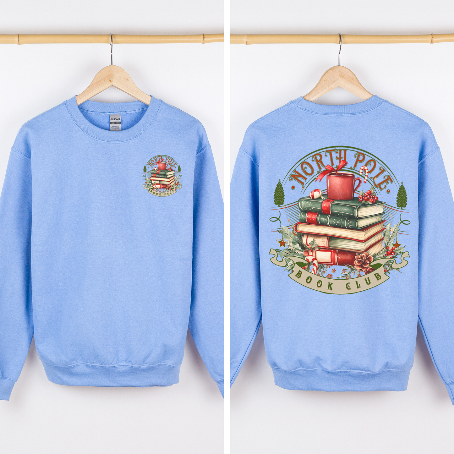 North Pole Book Club, Christmas, Santa, Booktok, Reading, Library, Front and Back Sweatshirt