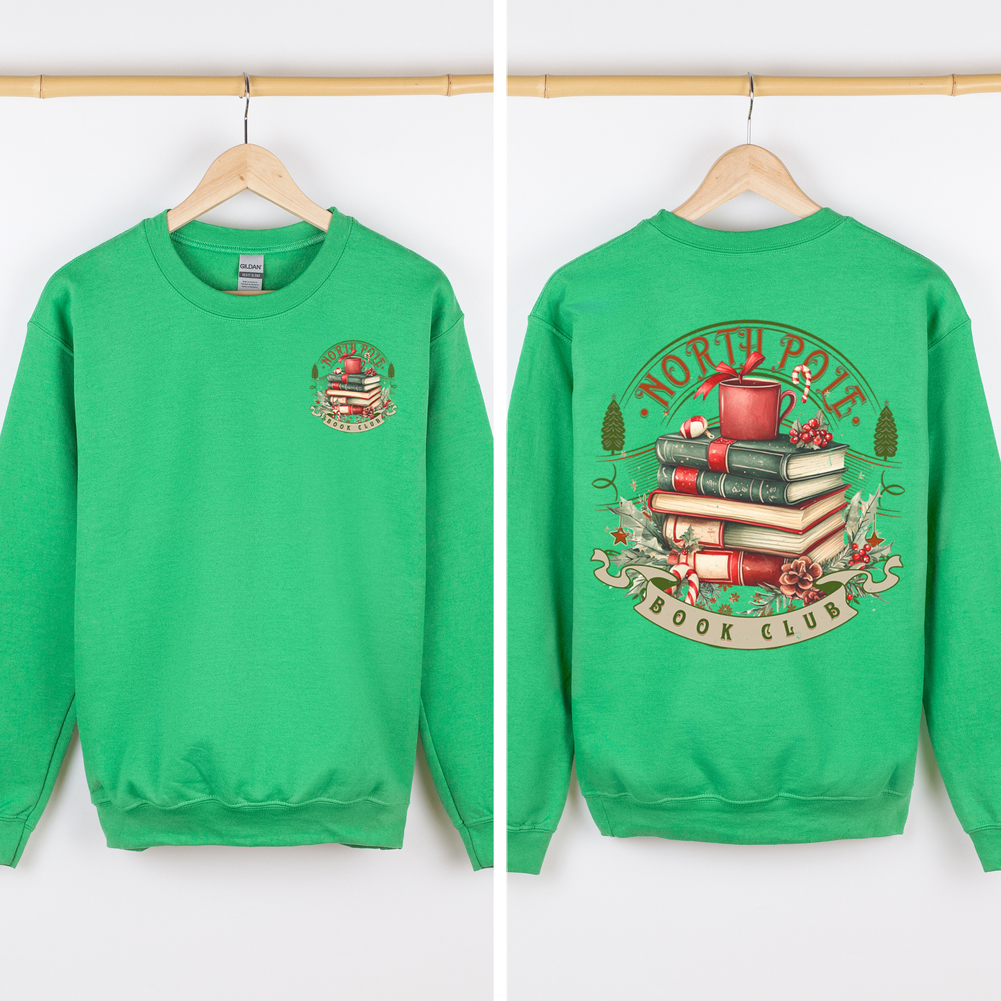 North Pole Book Club, Christmas, Santa, Booktok, Reading, Library, Front and Back Sweatshirt