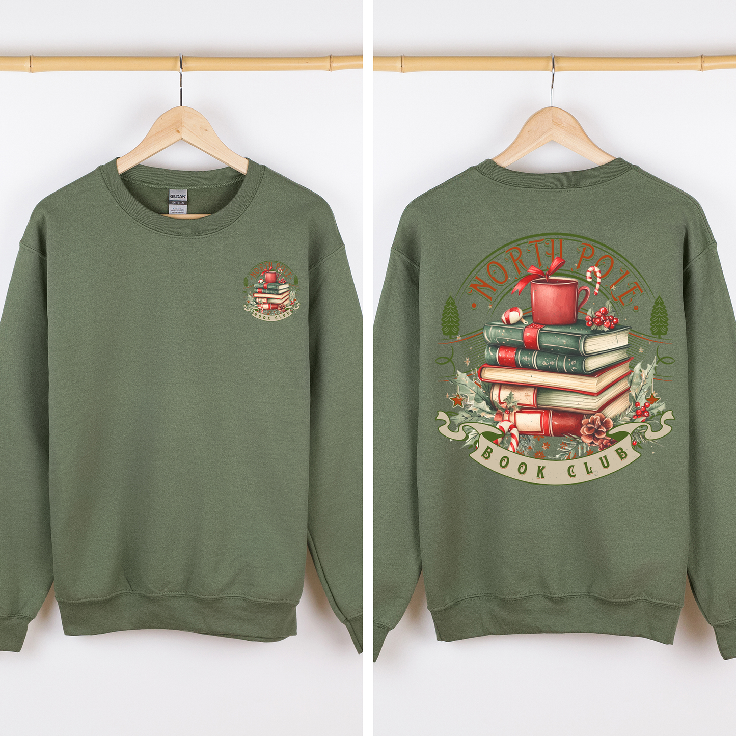 North Pole Book Club, Christmas, Santa, Booktok, Reading, Library, Front and Back Sweatshirt