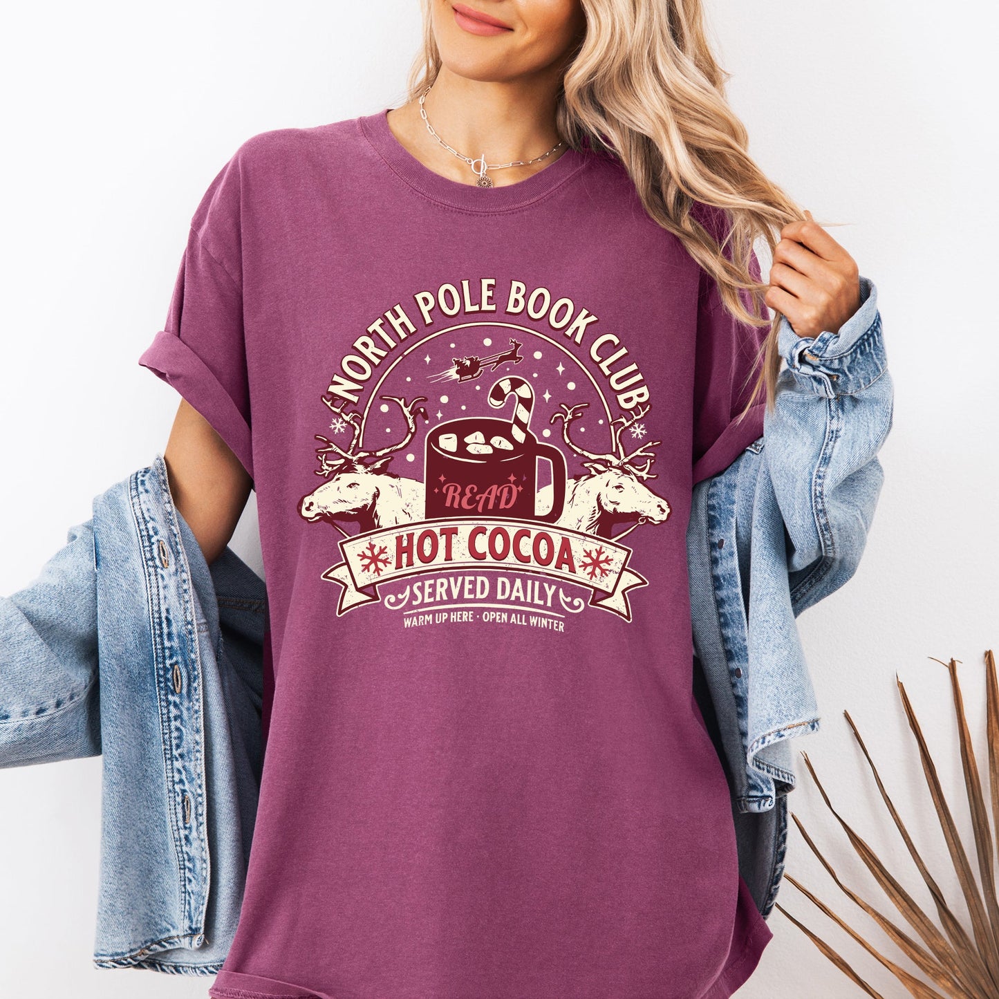 North Pole Book Club, Reading, Christmas, Santa, Reindeer, Winter, Xmas Tshirt Comfort Colors T-Shirt