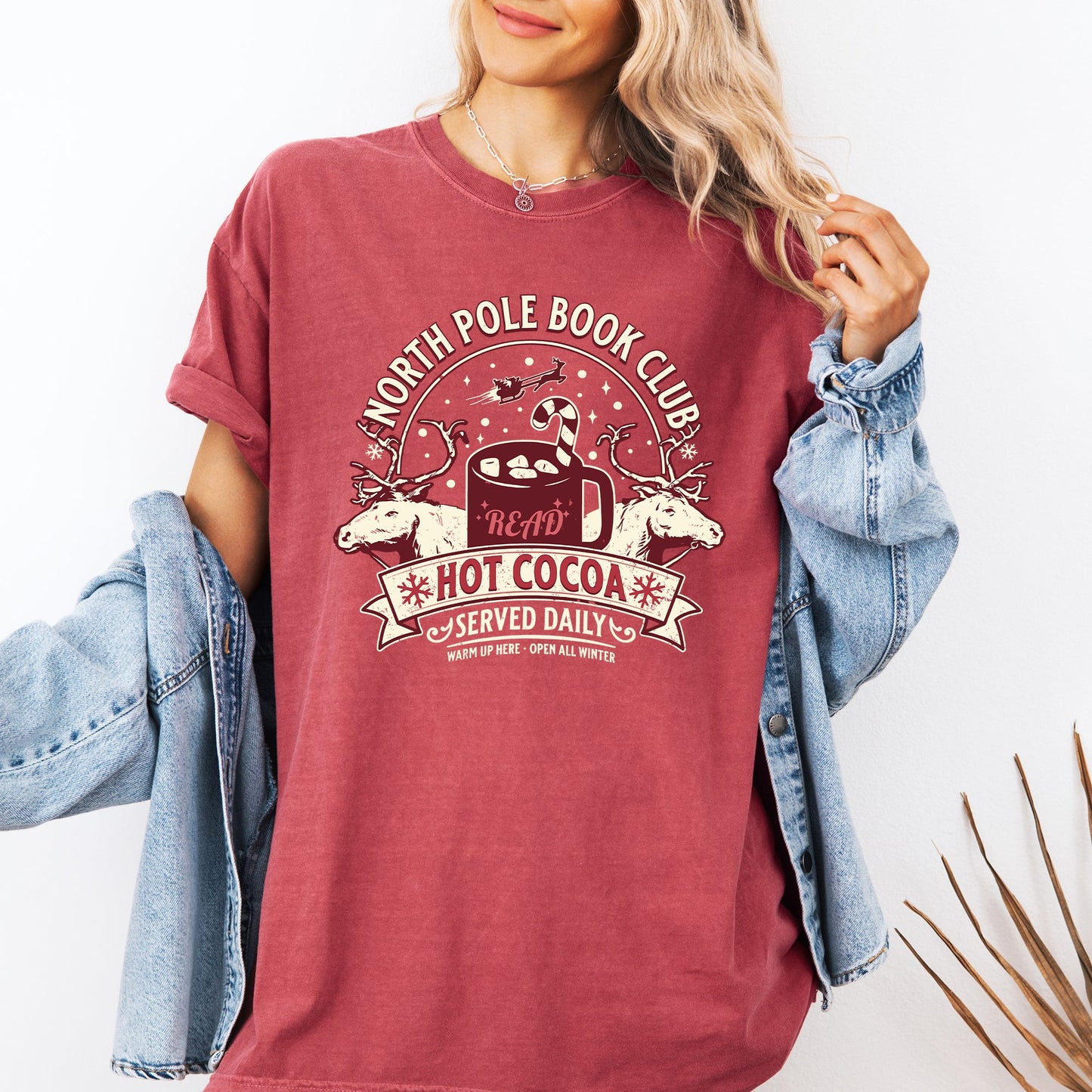 North Pole Book Club, Reading, Christmas, Santa, Reindeer, Winter, Xmas Tshirt Comfort Colors T-Shirt