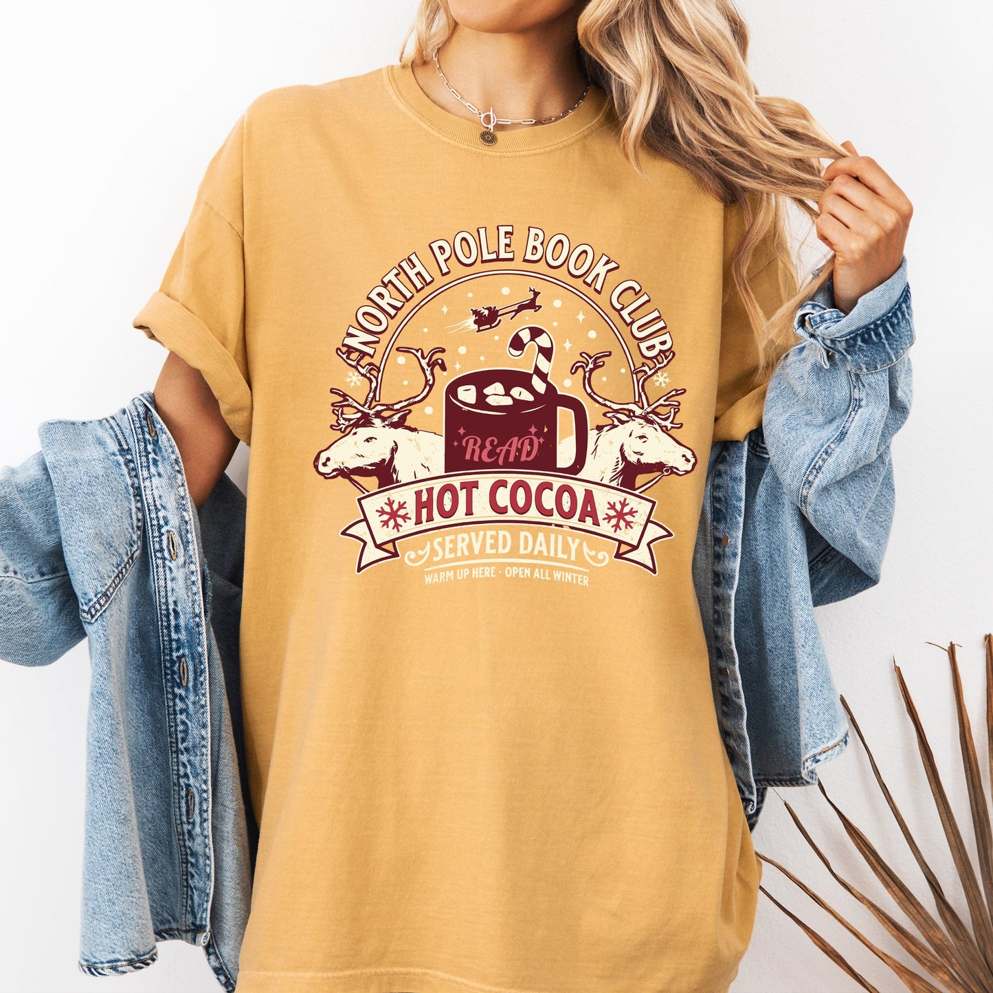 North Pole Book Club, Reading, Christmas, Santa, Reindeer, Winter, Xmas Tshirt Comfort Colors T-Shirt