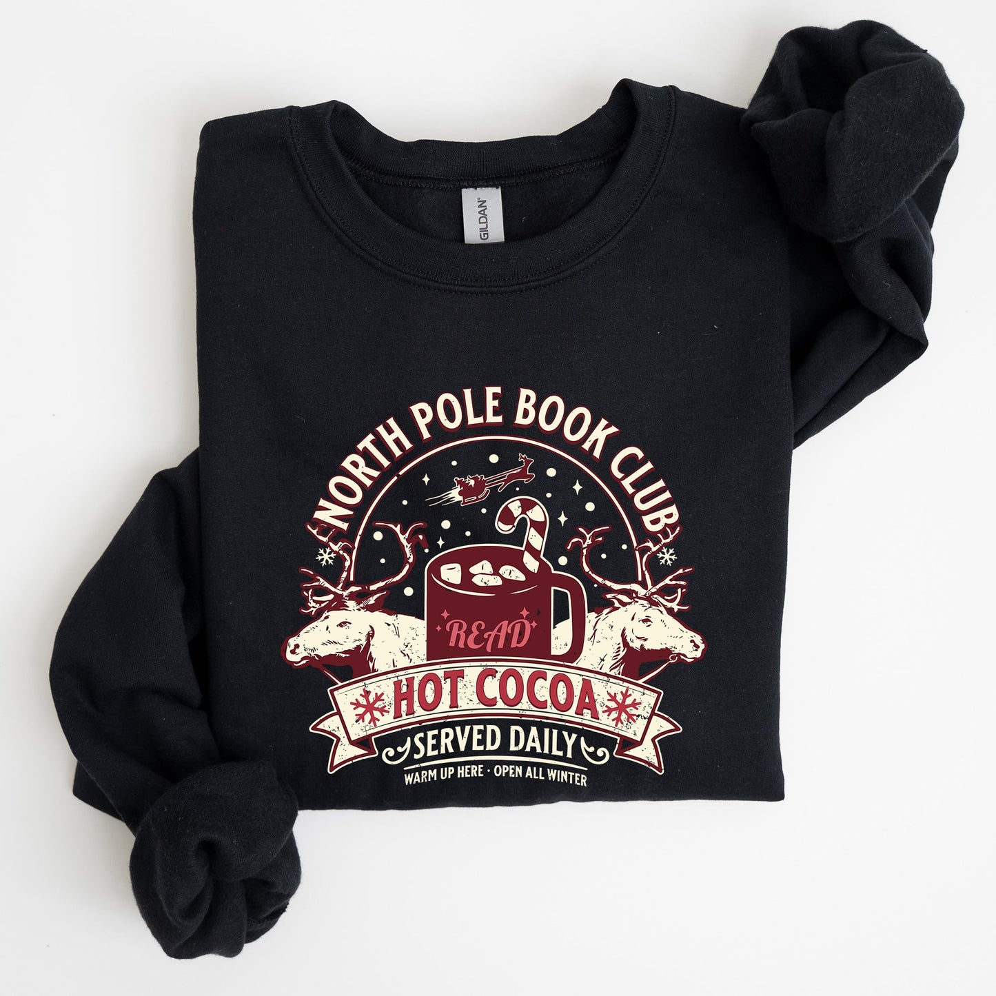 North Pole Book Club, Reading, Christmas, Santa, Reindeer, Winter, Xmas Sweatshirt