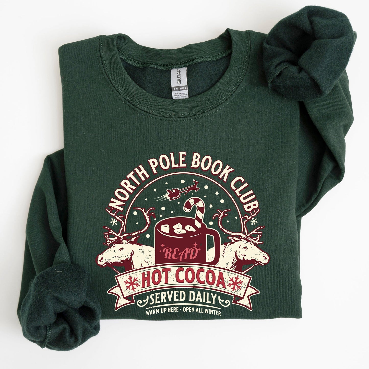 North Pole Book Club, Reading, Christmas, Santa, Reindeer, Winter, Xmas Sweatshirt