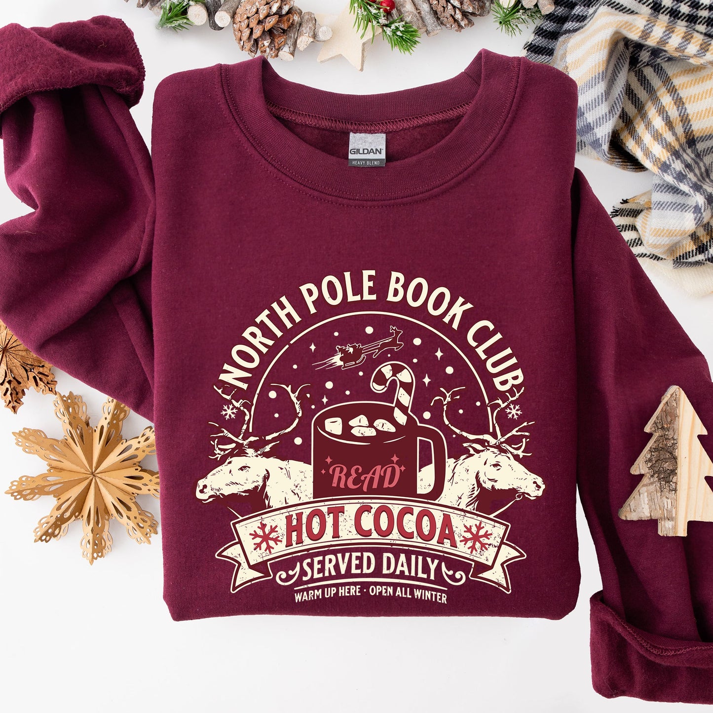 North Pole Book Club, Reading, Christmas, Santa, Reindeer, Winter, Xmas Sweatshirt