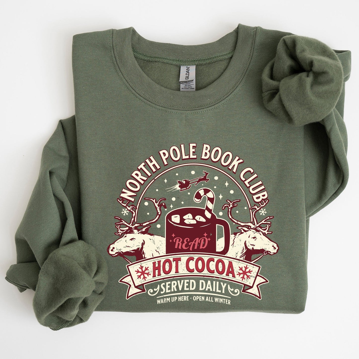 North Pole Book Club, Reading, Christmas, Santa, Reindeer, Winter, Xmas Sweatshirt