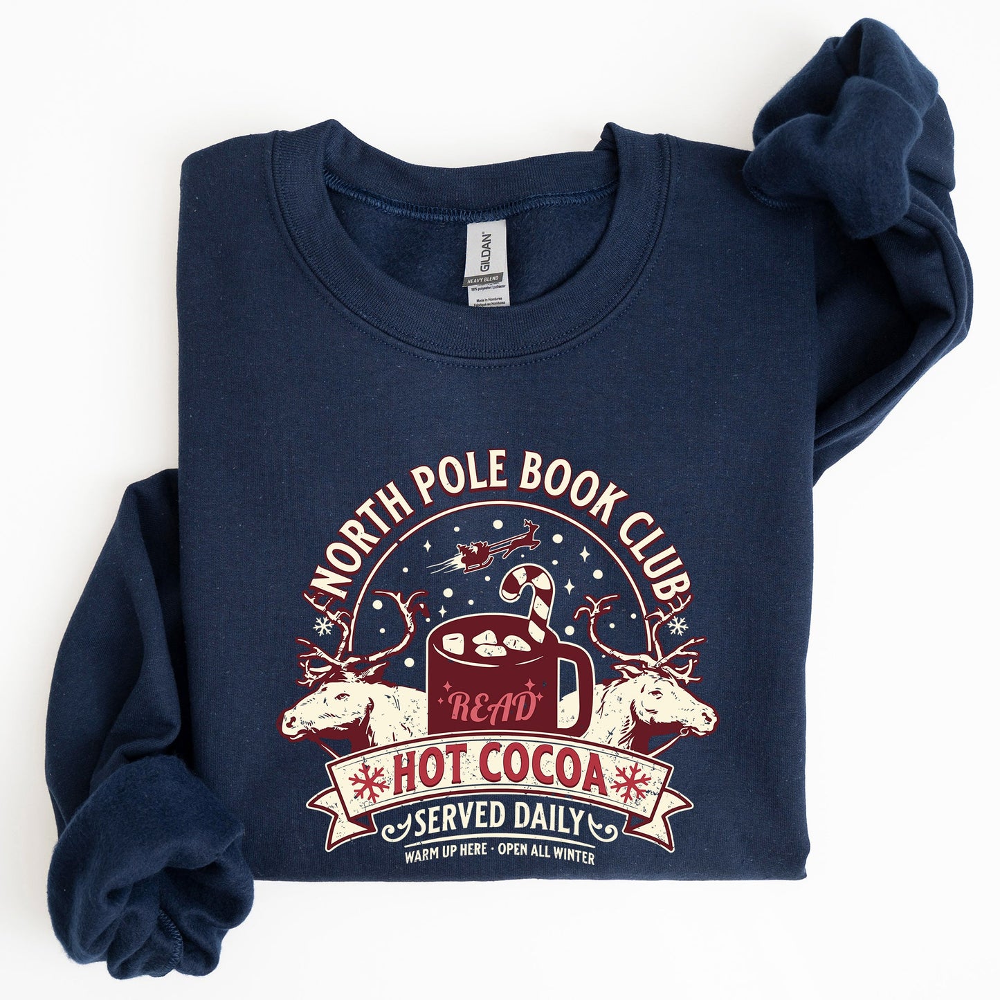 North Pole Book Club, Reading, Christmas, Santa, Reindeer, Winter, Xmas Sweatshirt