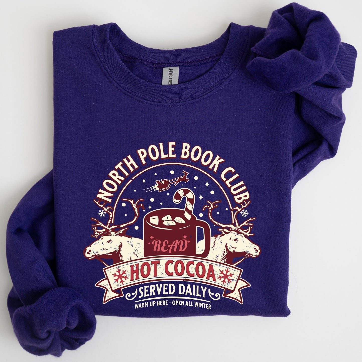 North Pole Book Club, Reading, Christmas, Santa, Reindeer, Winter, Xmas Sweatshirt