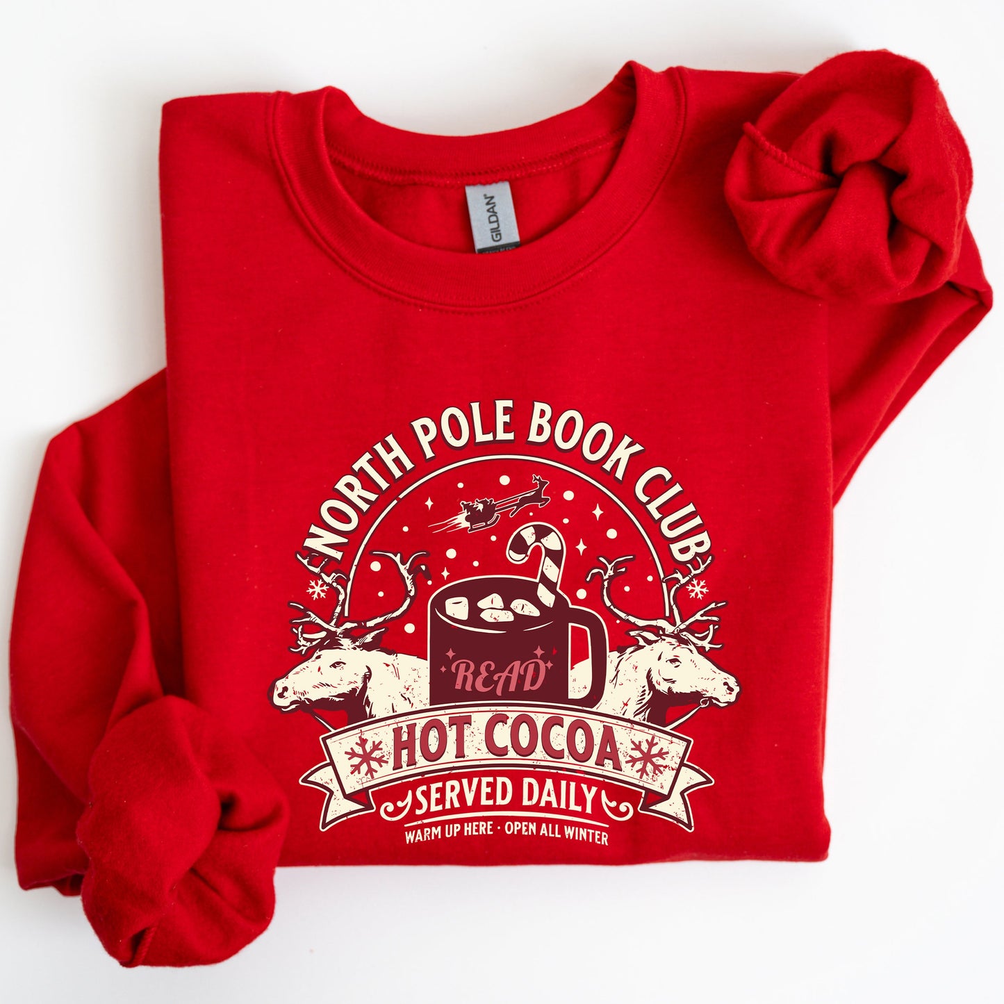 North Pole Book Club, Reading, Christmas, Santa, Reindeer, Winter, Xmas Sweatshirt