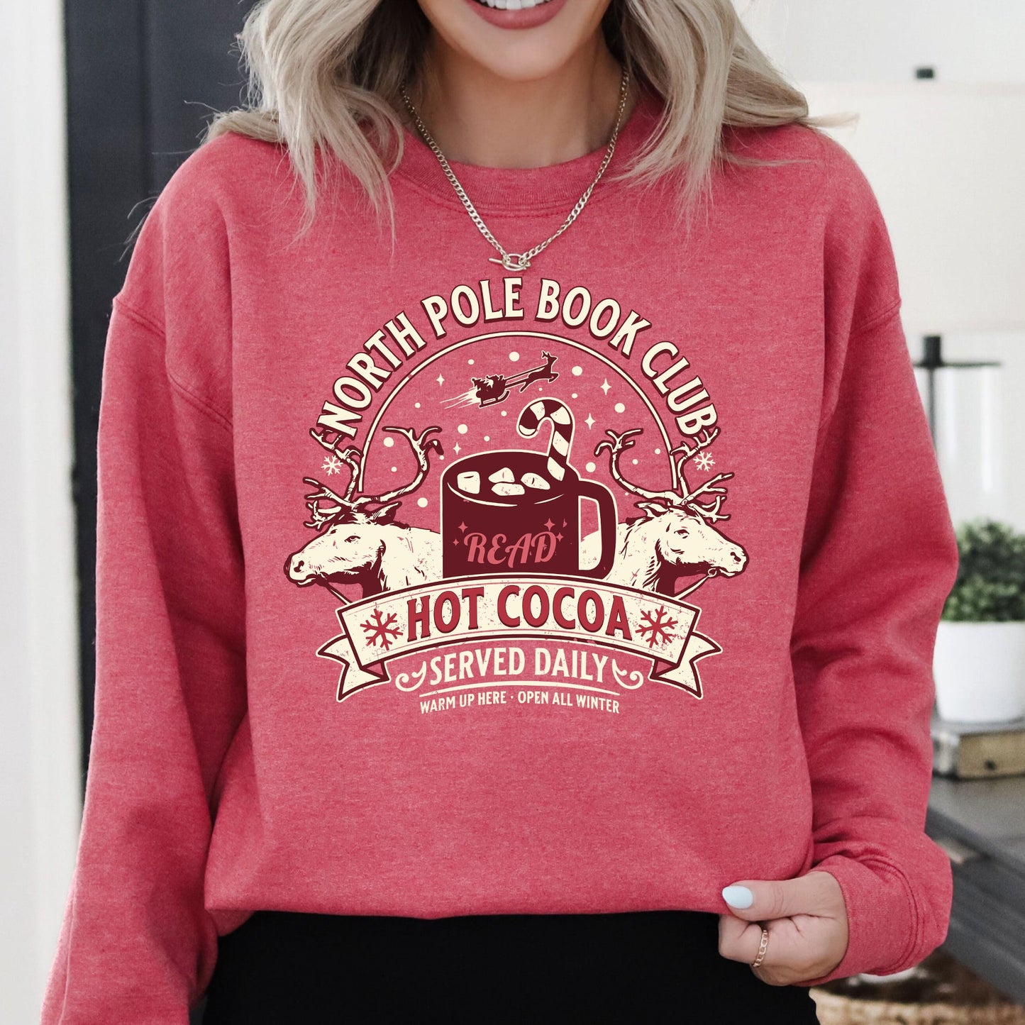 North Pole Book Club, Reading, Christmas, Santa, Reindeer, Winter, Xmas Sweatshirt