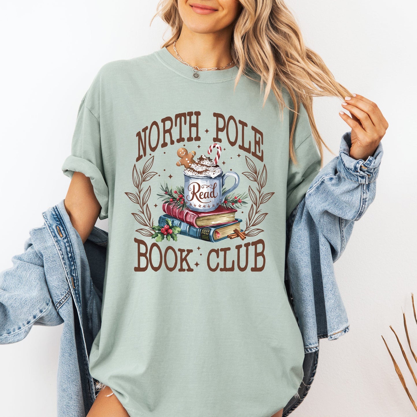 North Pole Book Club, Reading, Teacher, Cozy, Christmas, Santa, Library Tshirt Comfort Colors T-Shirt