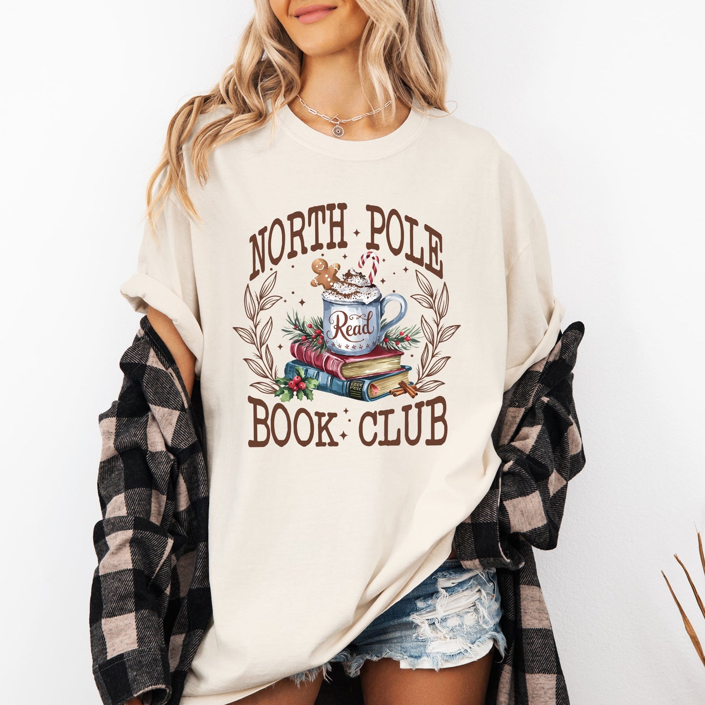 North Pole Book Club, Reading, Teacher, Cozy, Christmas, Santa, Library Tshirt Comfort Colors T-Shirt