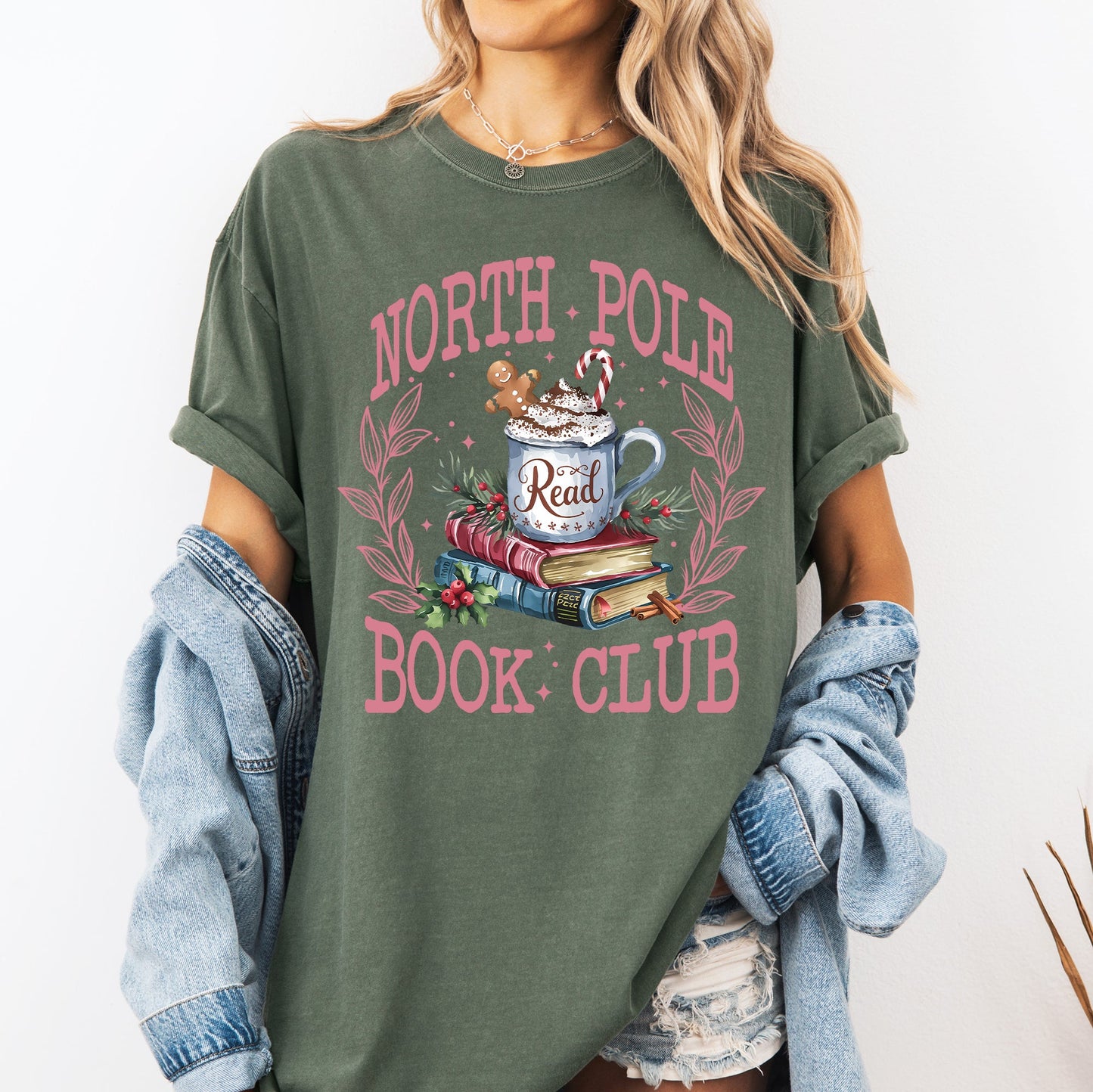 North Pole Book Club, Reading, Teacher, Cozy, Christmas, Santa, Library Tshirt Comfort Colors T-Shirt
