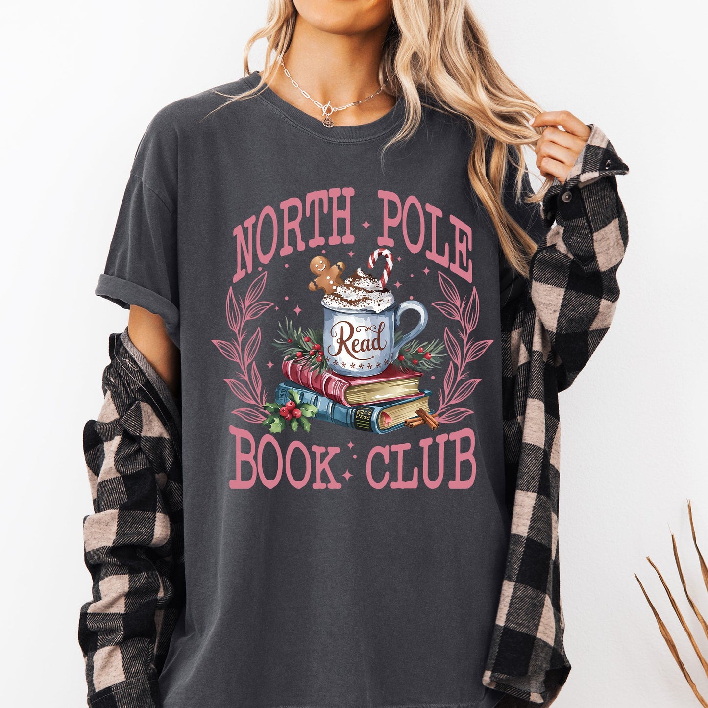 North Pole Book Club, Reading, Teacher, Cozy, Christmas, Santa, Library Tshirt Comfort Colors T-Shirt