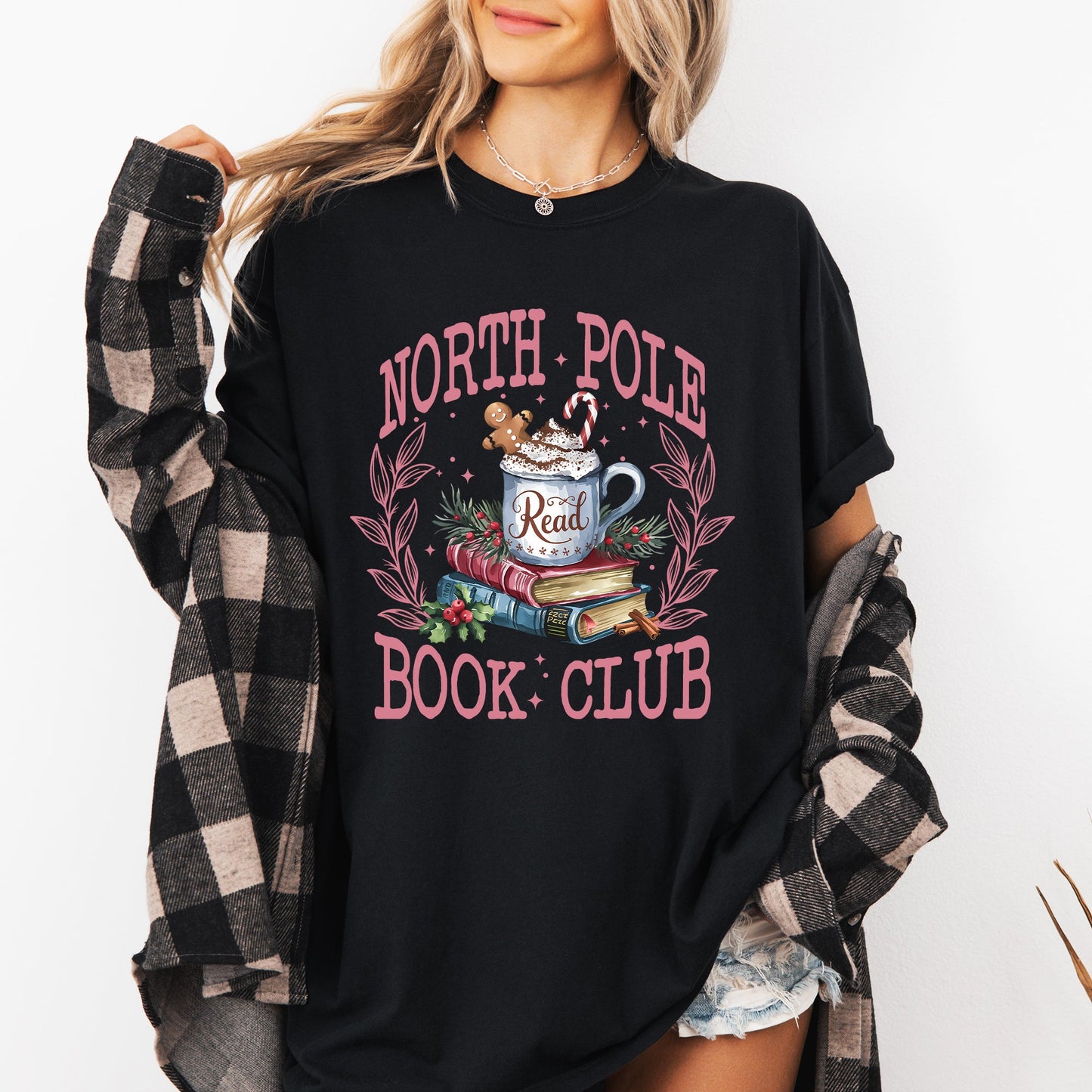 North Pole Book Club, Reading, Teacher, Cozy, Christmas, Santa, Library Tshirt Comfort Colors T-Shirt