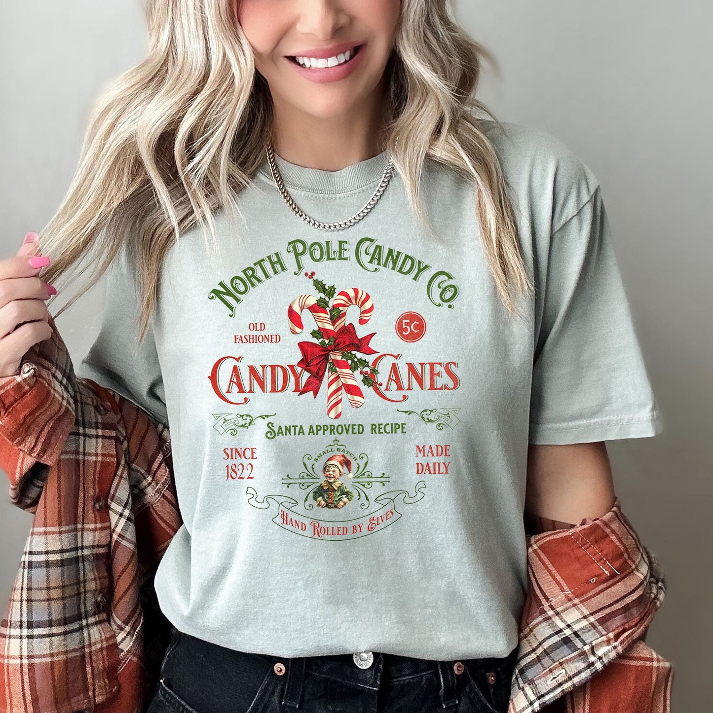 North Pole Candy Company, Christmas, Retro Sign, Comfort Colors Tshirt