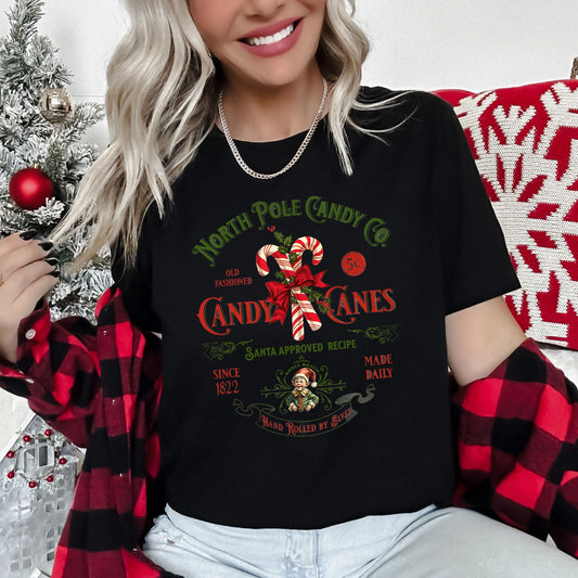 North Pole Candy Company, Christmas, Retro Sign Super Soft Tshirt