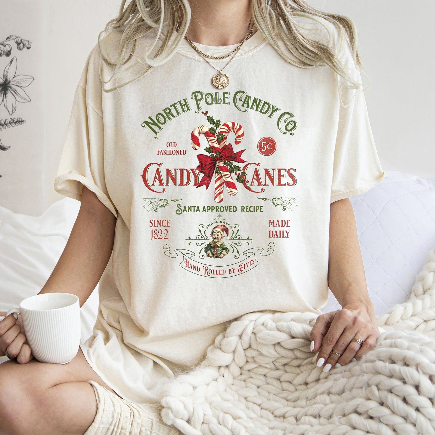 North Pole Candy Company, Christmas, Retro Sign, Comfort Colors Tshirt