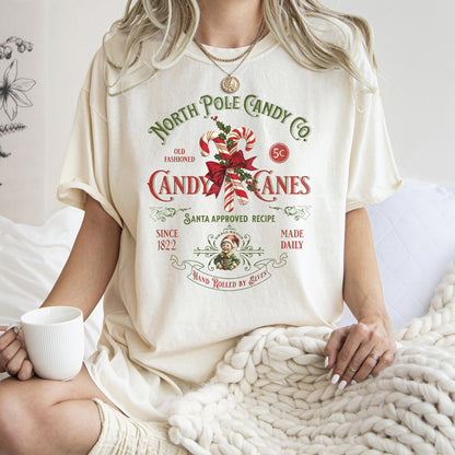 North Pole Candy Company, Christmas, Retro Sign, Comfort Colors Tshirt