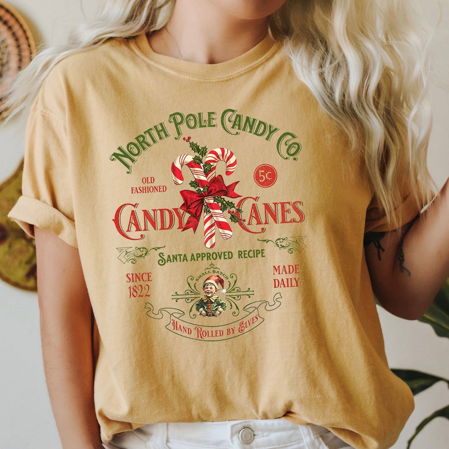North Pole Candy Company, Christmas, Retro Sign, Comfort Colors Tshirt