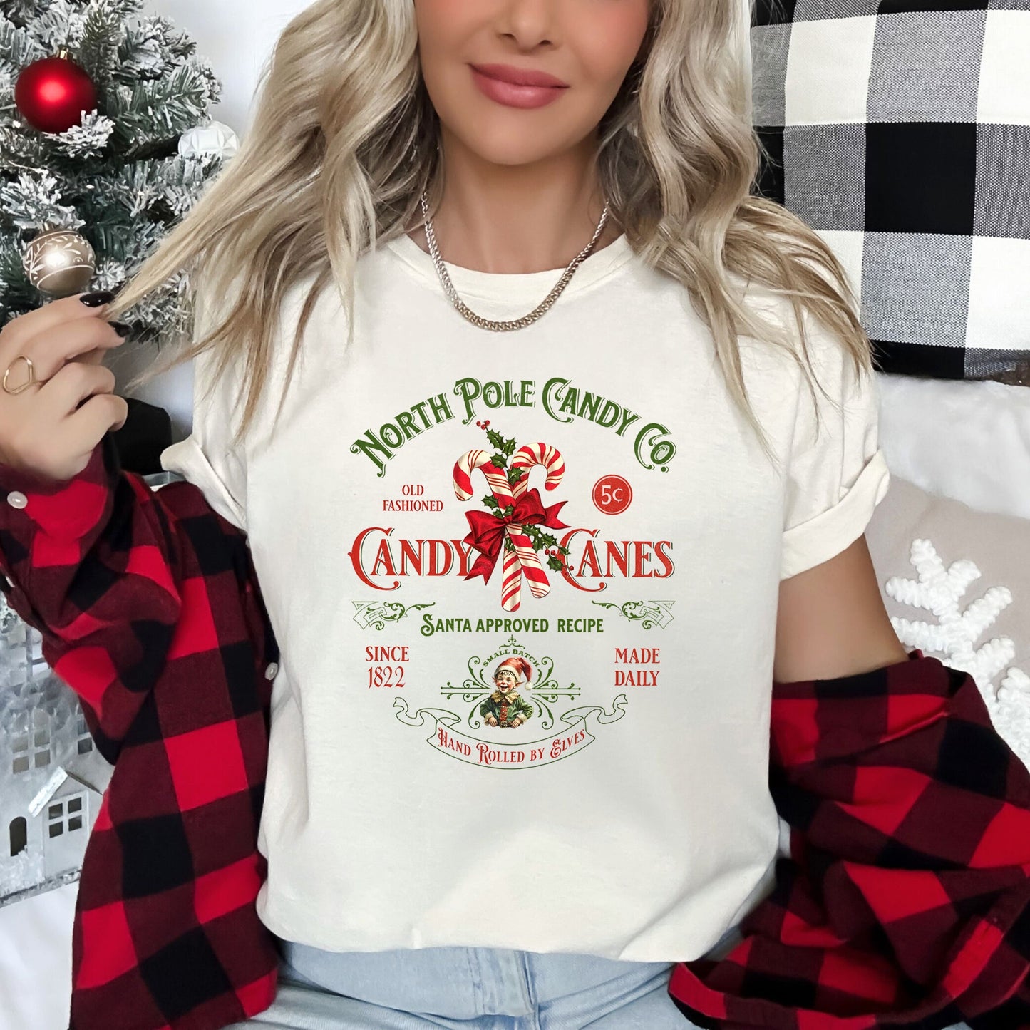 North Pole Candy Company, Christmas, Retro Sign Super Soft Tshirt