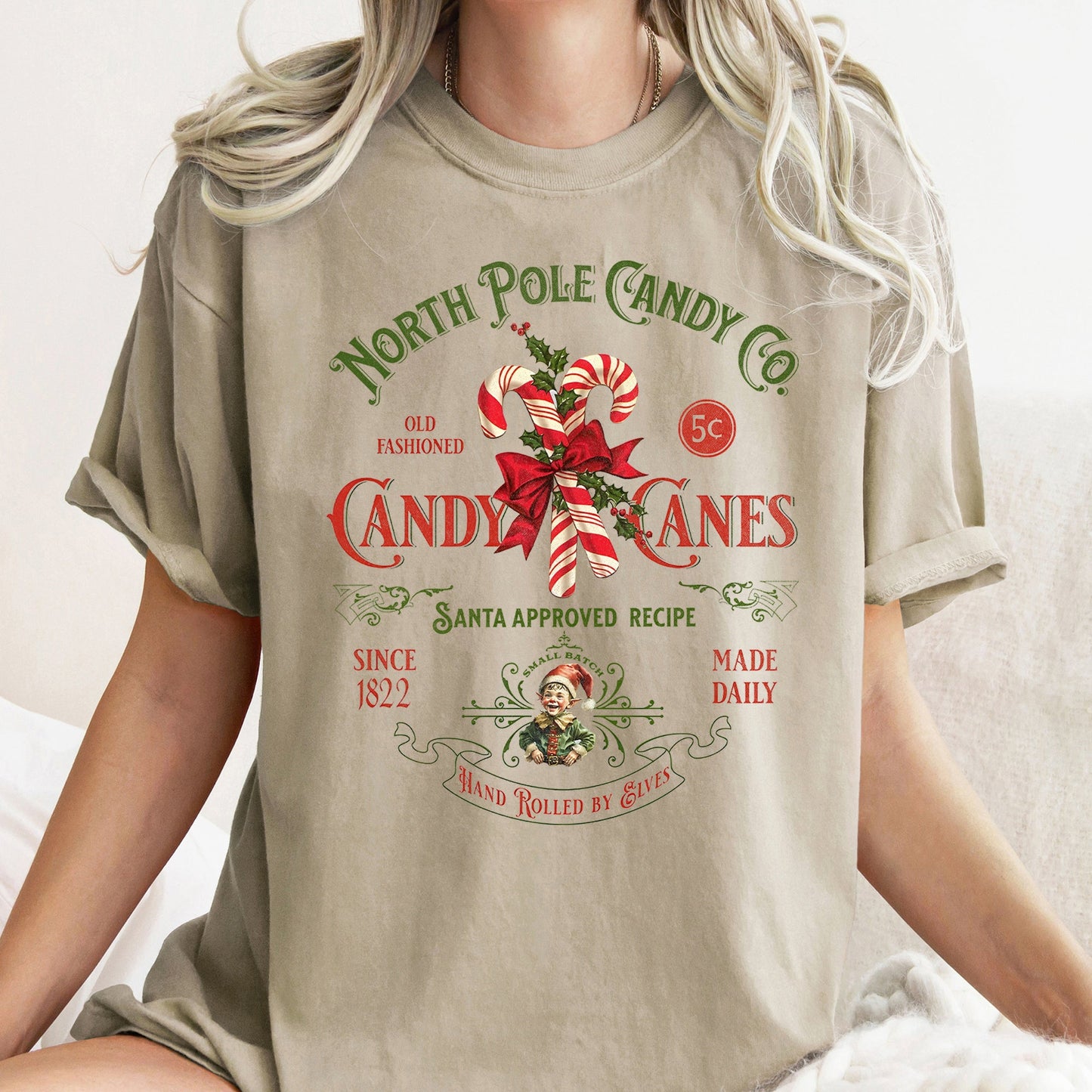North Pole Candy Company, Christmas, Retro Sign, Comfort Colors Tshirt