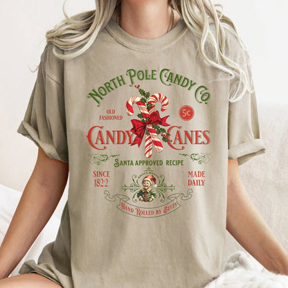 North Pole Candy Company, Christmas, Retro Sign, Comfort Colors Tshirt