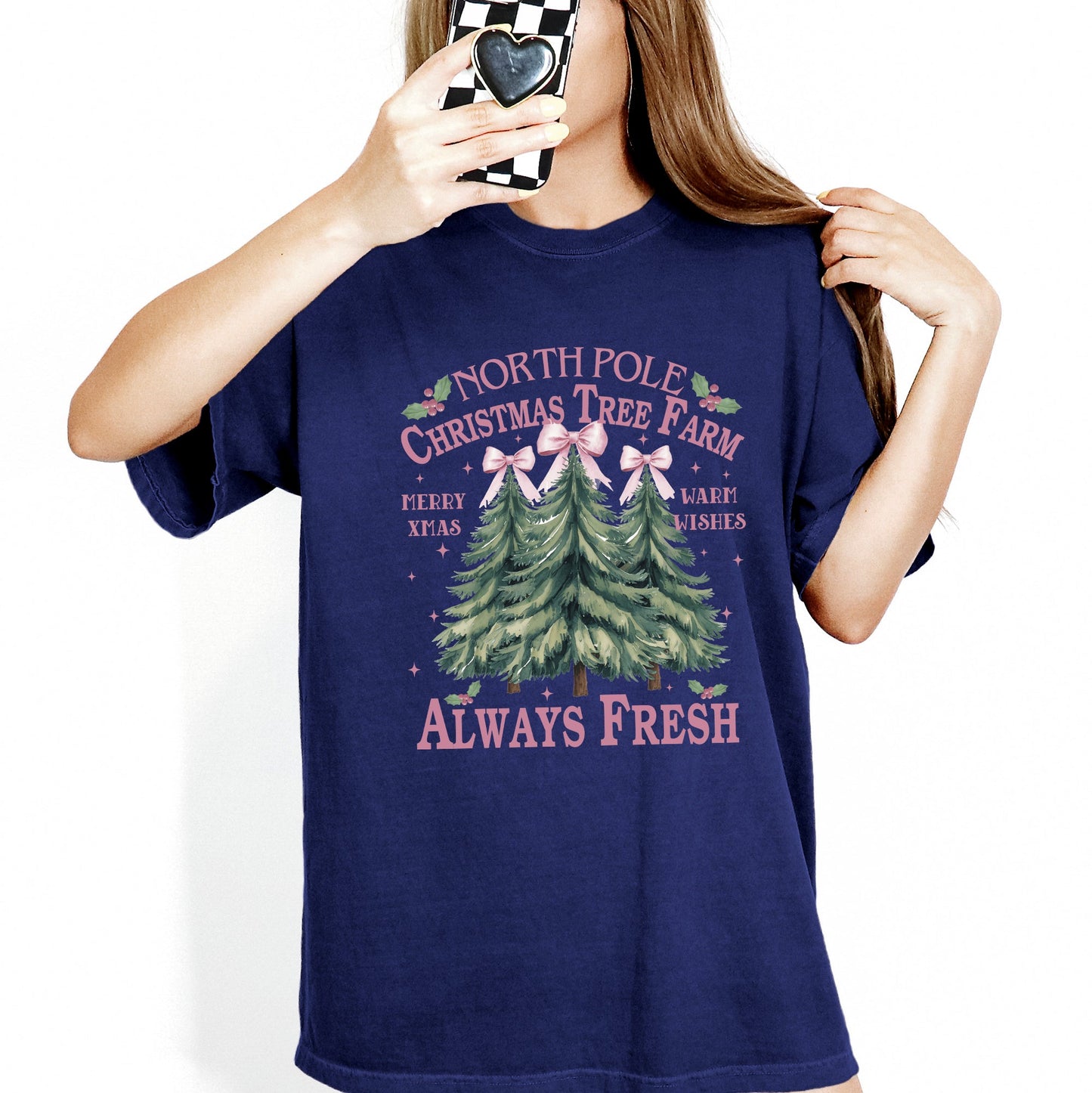 North Pole Christmas Tree Farm, Winter, Santa, Snow, Xmas Tshirt Comfort Colors T-Shirt