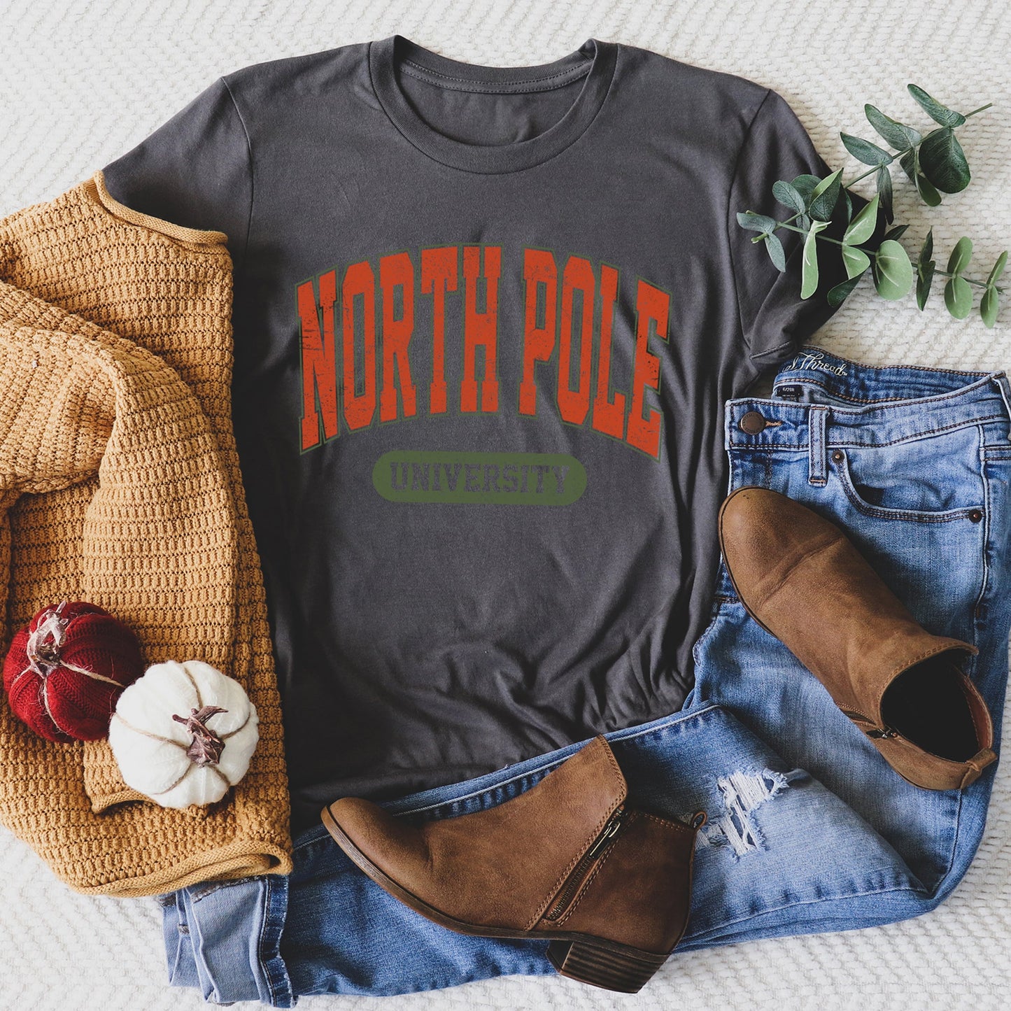North Pole University, Collegiate Style, Retro, Christmas, Santa Super Soft Tees