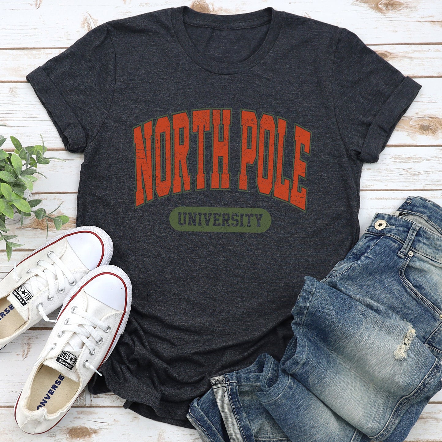 North Pole University, Collegiate Style, Retro, Christmas, Santa Super Soft Tees