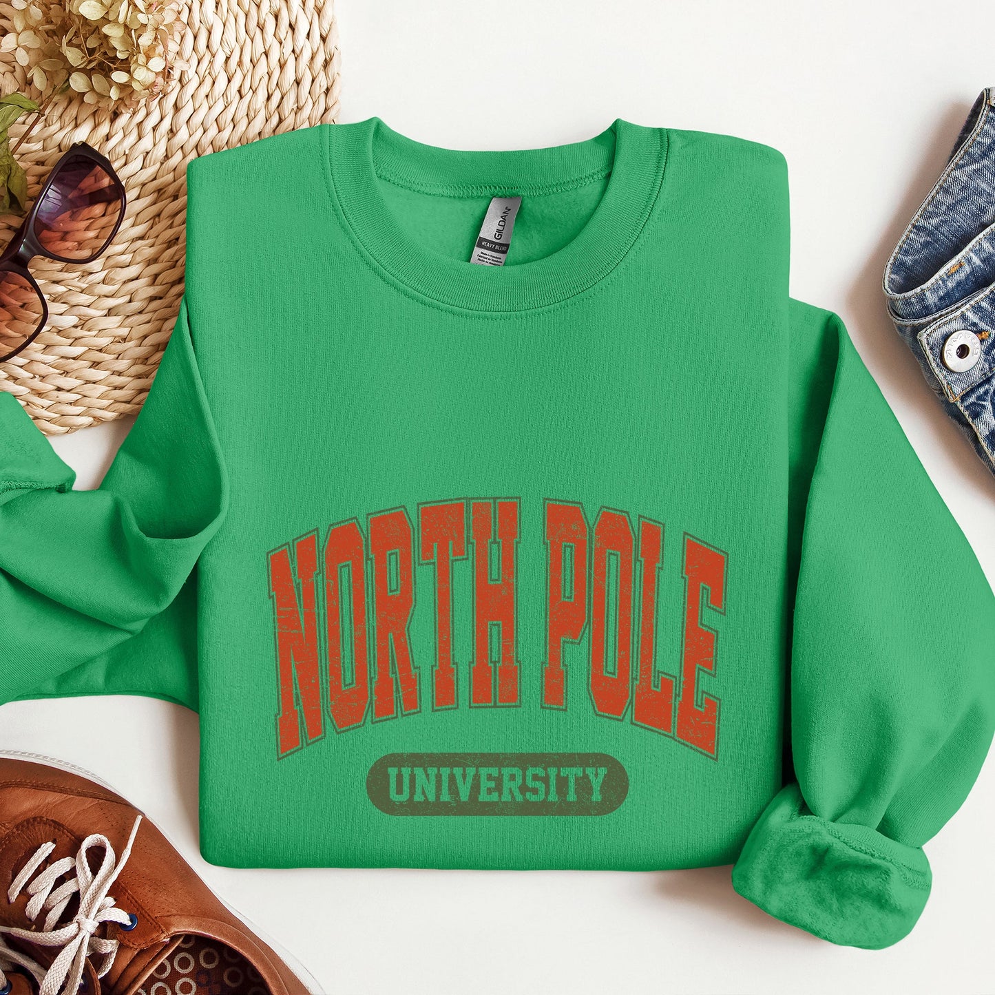 North Pole University, Collegiate Style, Retro, Christmas, Santa Sweatshirt