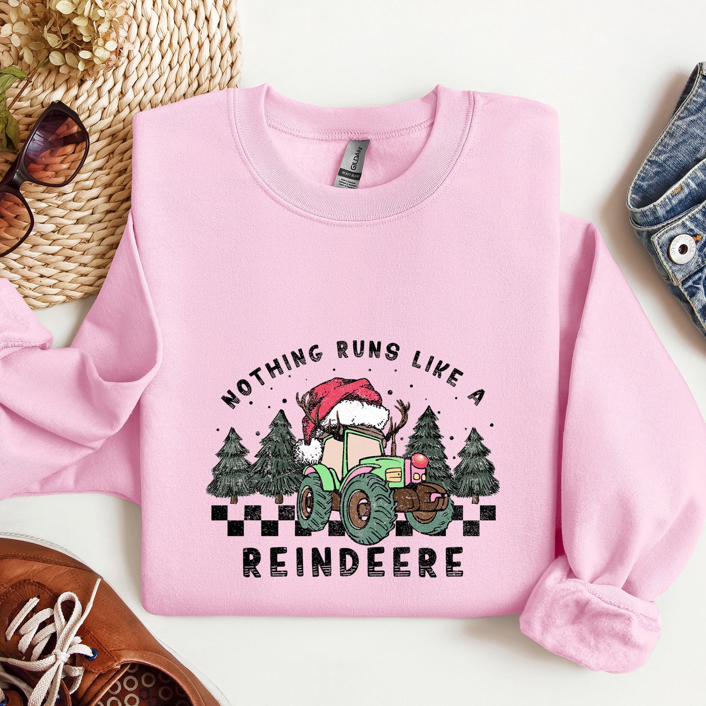 Nothing Runs Like A Reindeere, Deere, Christmas, Tractor, Farm Life Sweatshirt