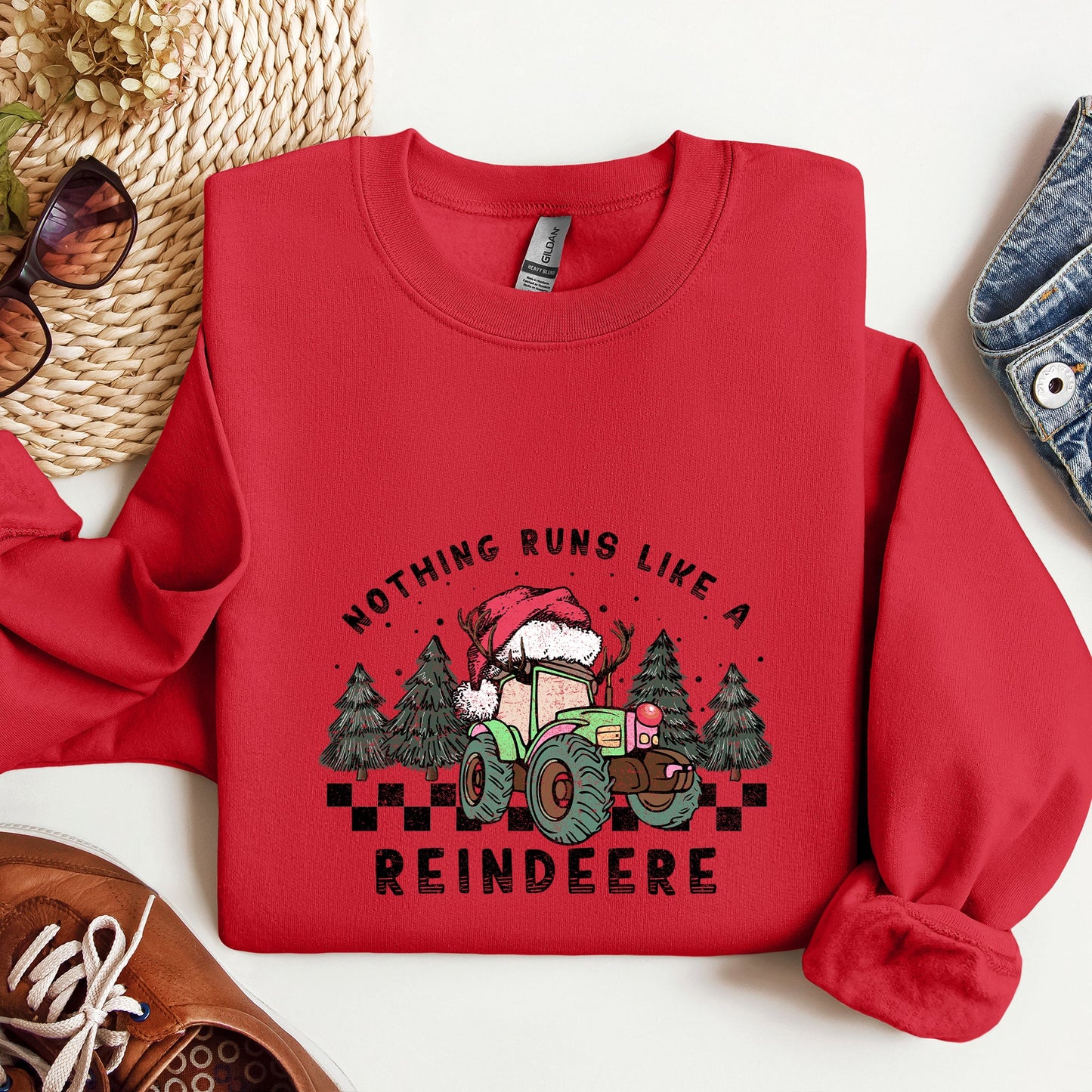 Nothing Runs Like A Reindeere, Deere, Christmas, Tractor, Farm Life Sweatshirt