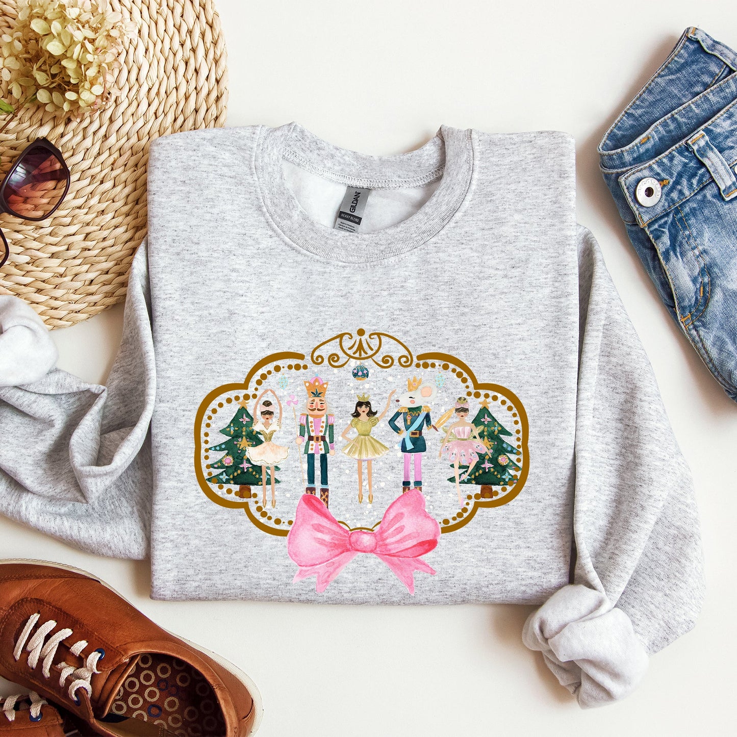 Nutcracker, Christmas, Bow, Sugar Plum Fairy, Noel, Santa, Winter, Ballerina, Xmas, Ballet Sweatshirt