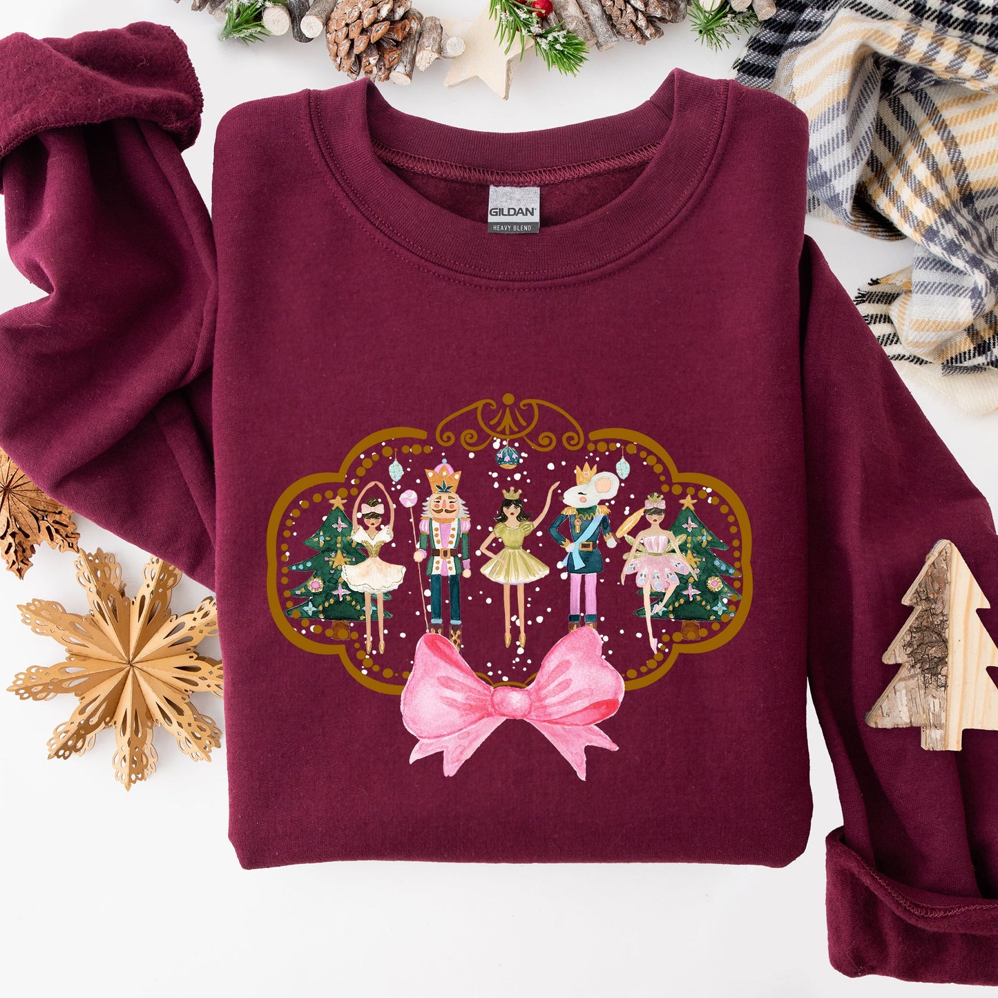 Nutcracker, Christmas, Bow, Sugar Plum Fairy, Noel, Santa, Winter, Ballerina, Xmas, Ballet Sweatshirt