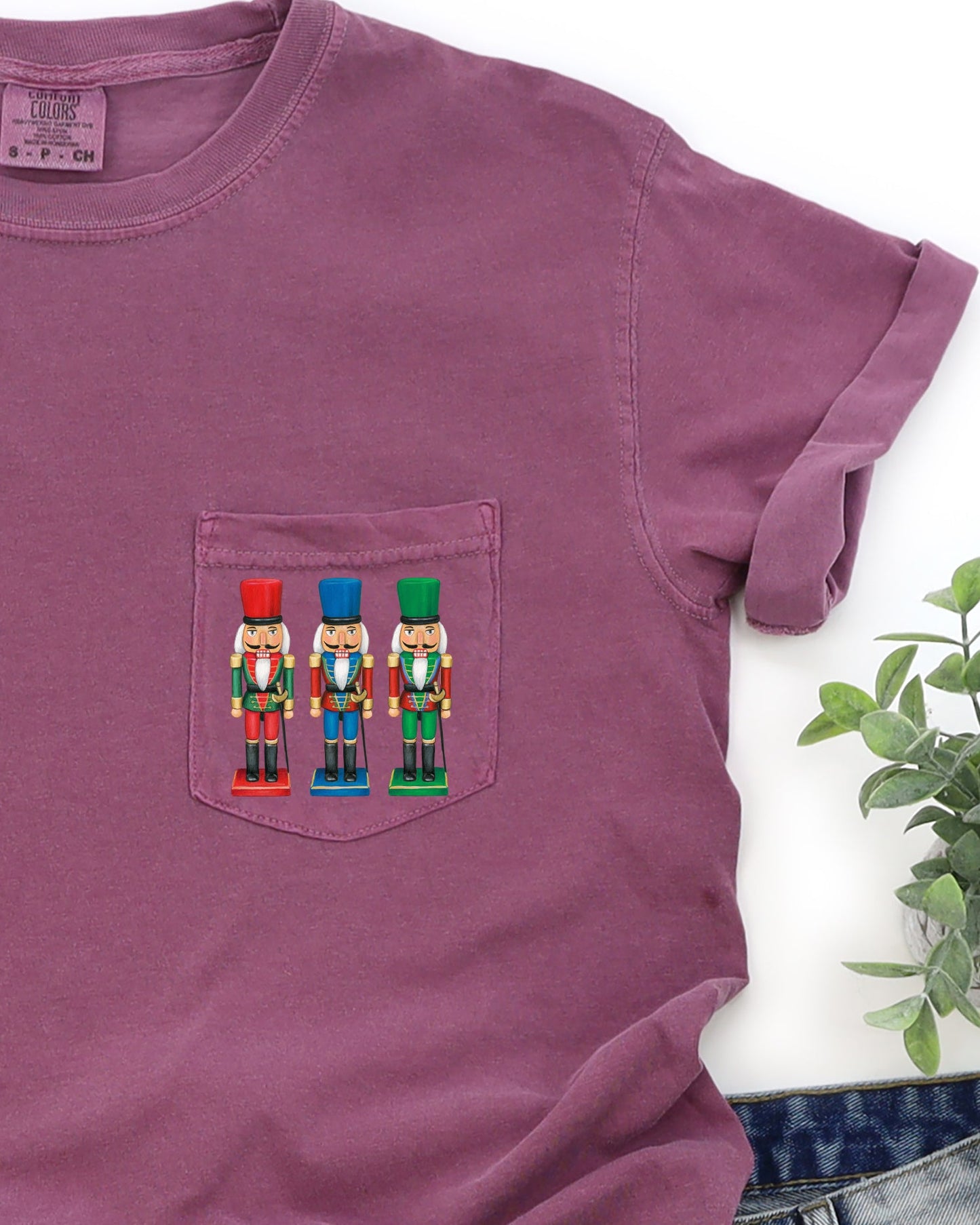 Nutcrackers, Pocket, Christmas, Santa, Snow, Winter, Xmas Pocket Tee Comfort Colors T-Shirt