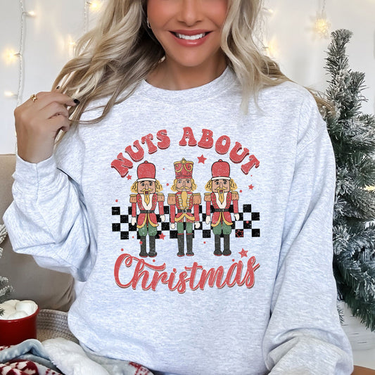Nuts About Christmas, Nutcrackers, Retro, Checkered Sweatshirt