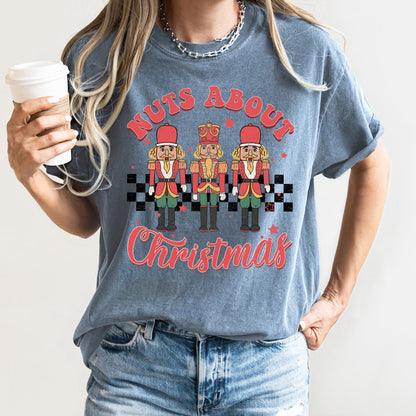 Nuts About Christmas, Nutcrackers, Retro, Checkered, Comfort Colors Tshirt