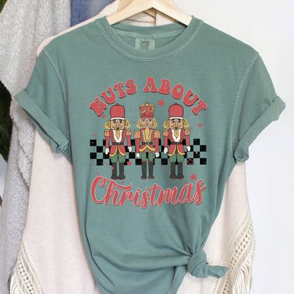 Nuts About Christmas, Nutcrackers, Retro, Checkered, Comfort Colors Tshirt