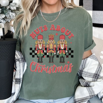 Nuts About Christmas, Nutcrackers, Retro, Checkered, Comfort Colors Tshirt