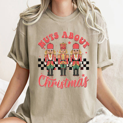 Nuts About Christmas, Nutcrackers, Retro, Checkered, Comfort Colors Tshirt