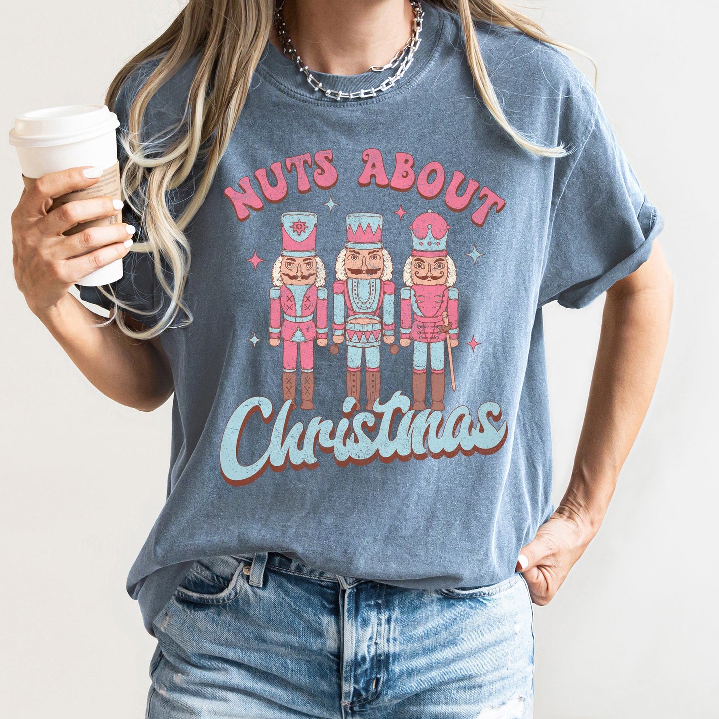 Nuts About Christmas, Pink Nutcrackers, Comfort Colors Tshirt