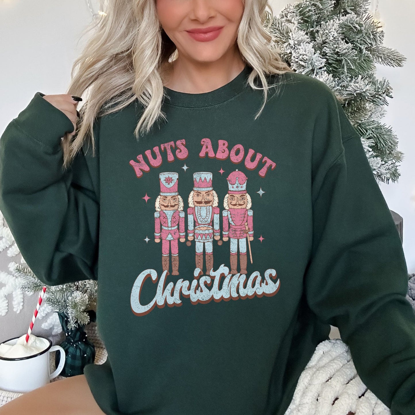 Nuts About Christmas, Pink Nutcrackers Sweatshirt