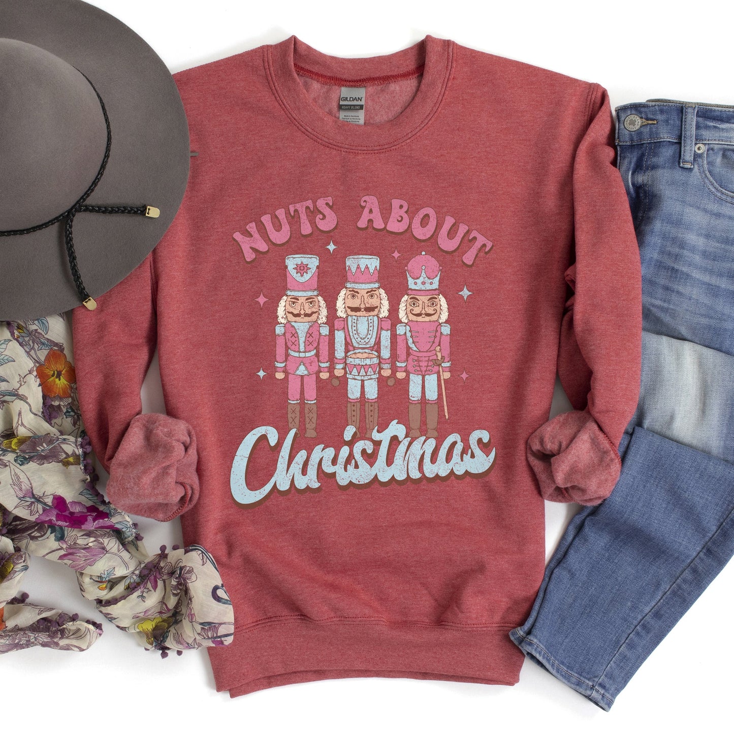 Nuts About Christmas, Pink Nutcrackers Sweatshirt