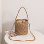 Special Interest Design Bucket Straw Bag Crossbody Woven Tote Women Seaside Vacation Beach Bag