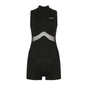 Street Mesh Stitching Hollow Out Cutout Sleeveless Romper Sexy Solid Color Tight Sports Waist Shaping Trousers