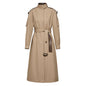 Element Autumn Gracekelly Leather Patchwork Two Color Simple Graceful Elegant Lengthened Trench Coat