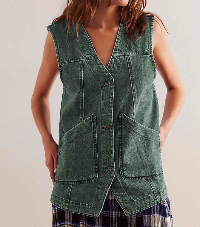 Sleeveless Denim Vest Women