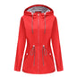 Waterproof Hooded Trench Coat - Mid-Length Raincoat for Women